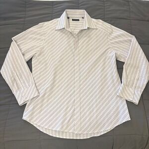 7 Diamonds Men's Button Down Shirt Striped Long Sleeve Black White Pink XXL‎